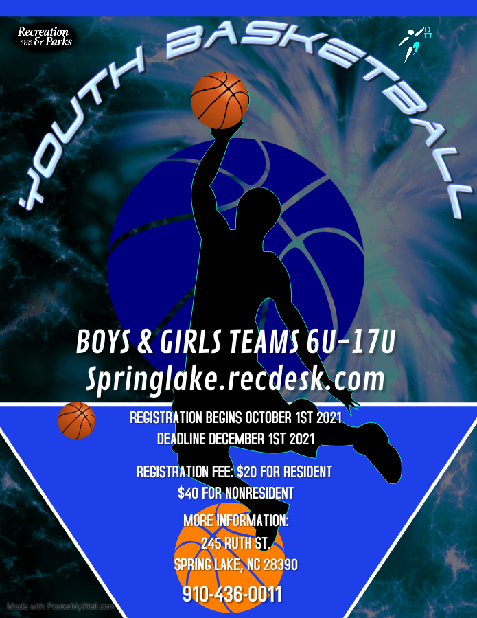 Registration opens October 1st for Youth basketball with Spring Lake Recreation. The attached flyer has details on registration and more. #springlakenc #youthbasketball