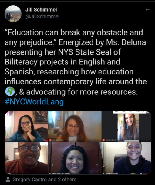 NYCMultilingual's tweet photo. OML colleagues speaking today at @GI_NewYork  about increasing equity and access to the NYSSB for our @nycschools students like Orlmeris. Learn more about getting started with an NYSSB program and hear from students at https://t.co/Ud4jQOA8BT. We are here to help! #NYCWorldLang https://t.co/IWQ6THZDfk
