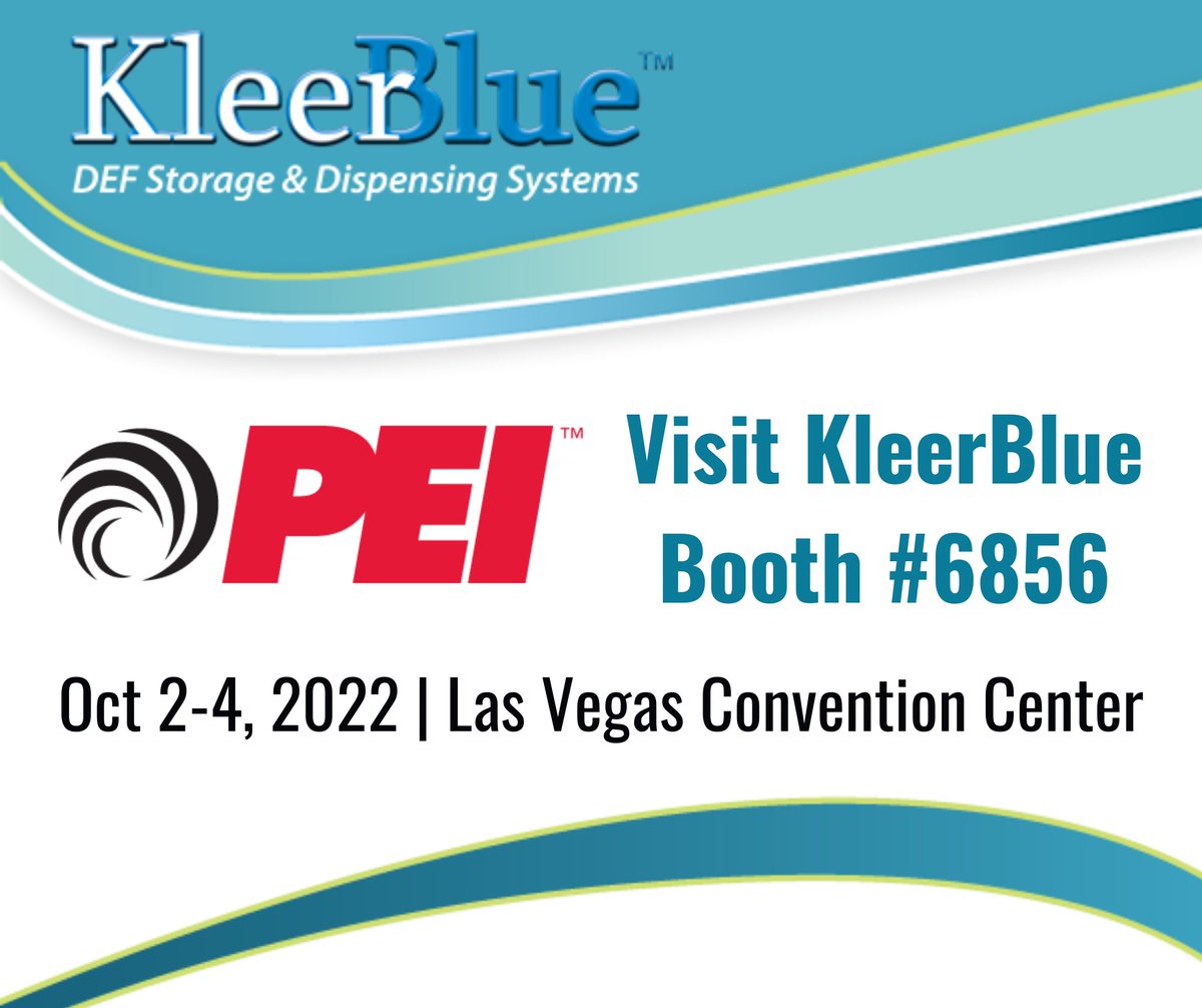 We will be exhibiting at the 2022 PEI Convention in Las Vegas on Oct 2-4, 2022. Come see us at booth #6856!

#kleerblue #pei #def #dieselexhaustfluid