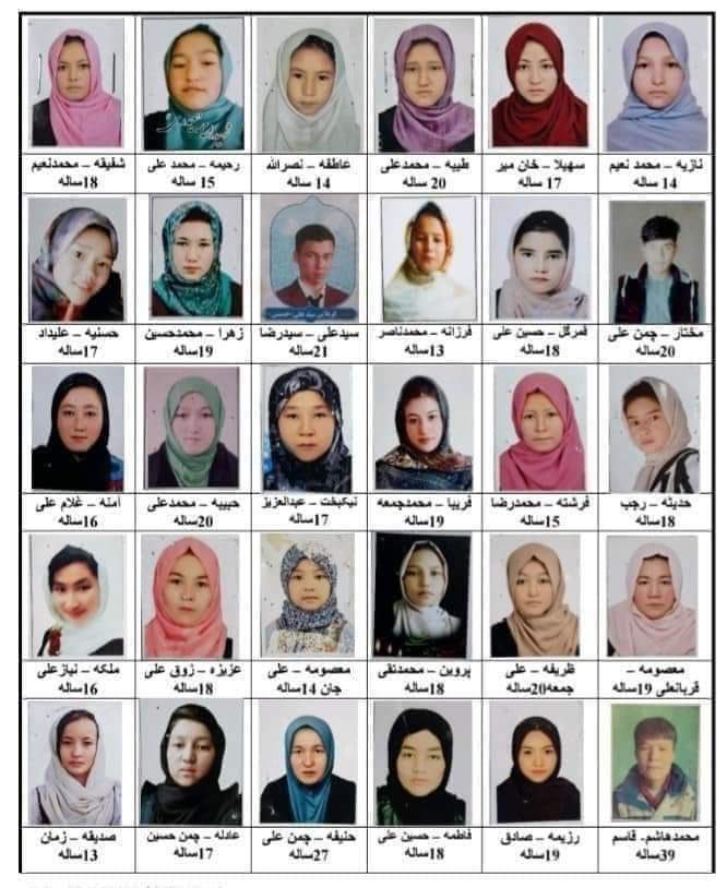 SediqSediqqi's tweet photo. These beautiful #Hazara souls, the future of our country perished in genocidal terrorist attack in Kabul today. #AfghanLivesMatter #ForgottenNation #VictimofTerrorism #VictimOfTaliban #BanTaliban https://t.co/msEfL53KxW