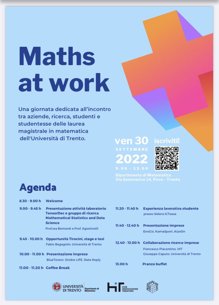 Fede_boss's tweet photo. Today with @BlueTensor in @UniTrento_DISI for an event dedicated to the #maths in our jobs. Thanks to #alessandrabernardi and #claudioangelini for the opportunity #mathsatwork with a lot of #ai #deeplearning #machinelearning usecase and #Algorithms https://t.co/VBDQDtVKy4