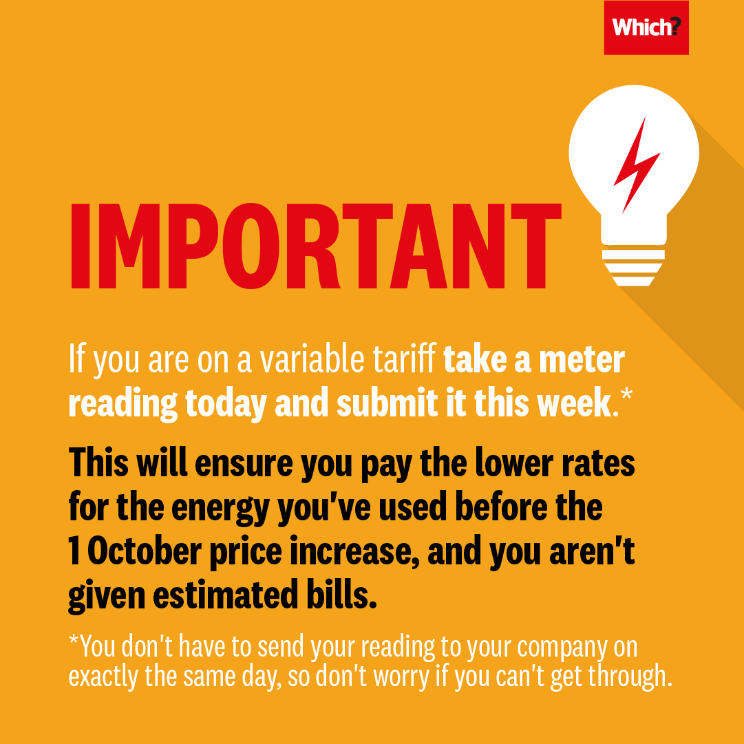 WhichMoney's tweet photo. 🚨 Don't forget to take a meter reading today!
You don't have to send your reading to your company on exactly the same day, so don't worry if you can't get through.
📸 You may want to take a photo of it for peace of mind.
#EnergyBills https://t.co/8xHLGp0fdW