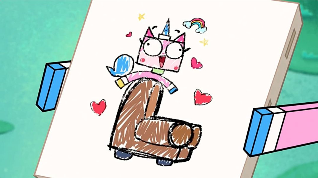 CareenIngle's tweet photo. Nice try, Shinkai, but looks like you're approximately 4-5 years too late to the high-octane genre of Chair Romance. #Unikitty https://t.co/uJ9pw6dS71