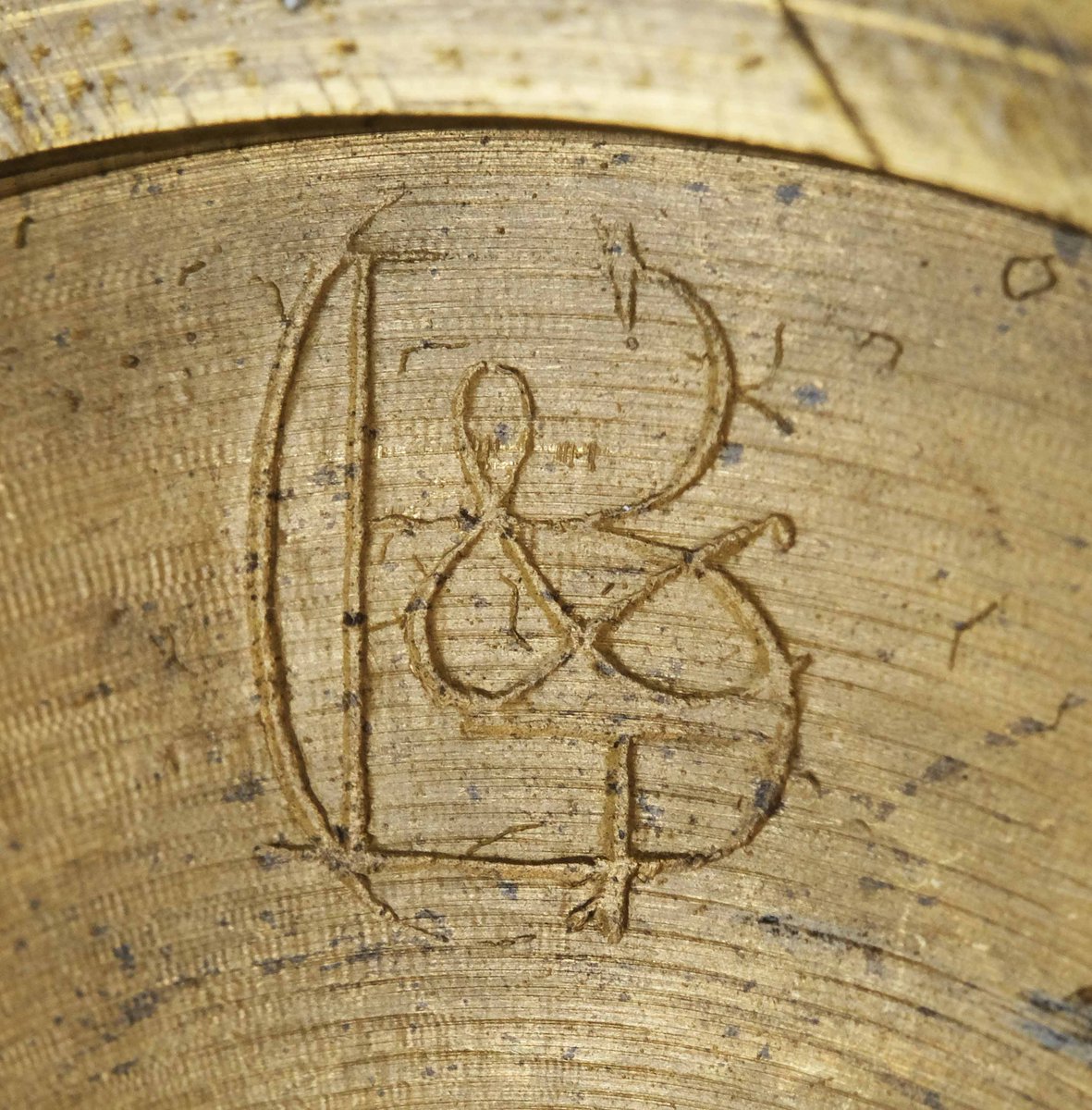 WorldbyRead's tweet photo. #backatthebench makers / foundry stamp 'hidden' inside a fusee great wheel. Gillett and Bland? #Croydon #clock #horology #repair #craft @clockrepairbook https://t.co/KWlAkugLKQ