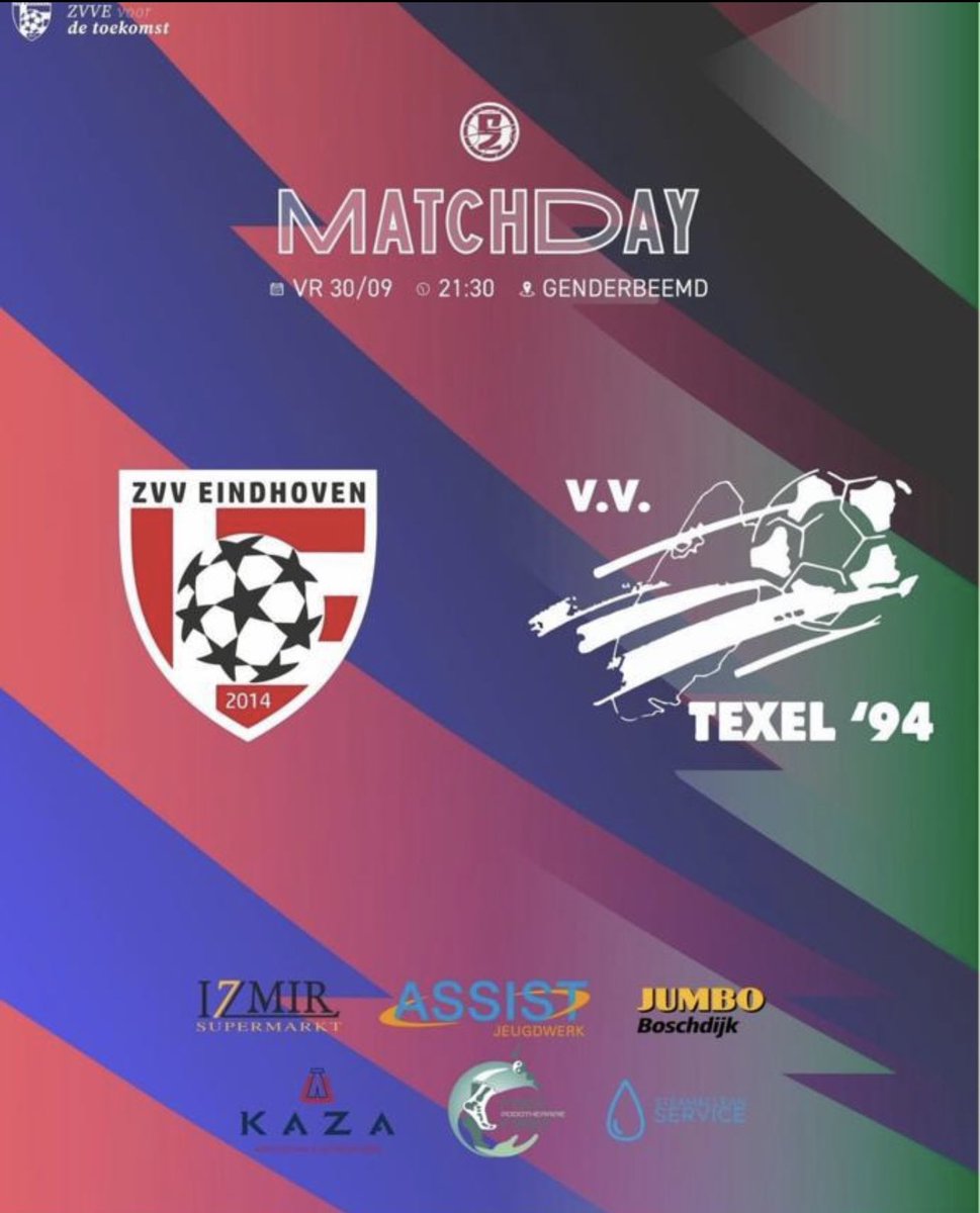 Matchday!🔴⚪️ Op jacht naar onze eerste punten in de eredivisie ontvangen we vandaag V.V. Texel ‘94

⚽️ Eredivisie | Speelronde #04
🆚 V.V. Texel ‘94
🕘 21:30u
🏟 Sporthal Genderbeemd

Tot vanavond!!

#ZVVE #Eindhoven #WijZijnEindhoven #VoorDeToekomst