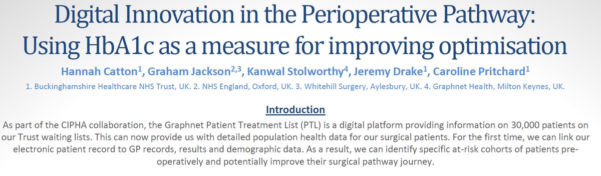 So pleased for the team @BucksHealthcare (inc. @han_catt and @Jacksongraham9) chosen to present @EBPOM. Discussing their great work (as part of @CM_CIPHA) identifying patients for pre-surgical optimisation. @synapriori