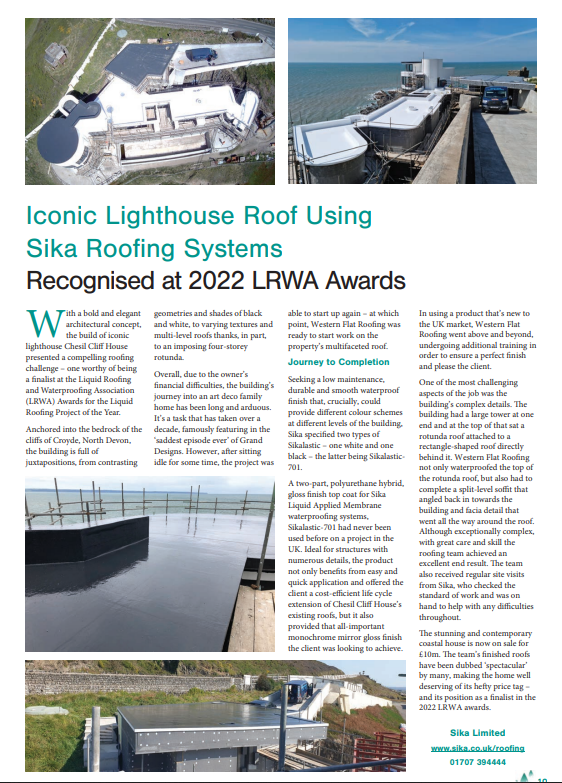 SikaLimited's tweet photo. Did you see Sika in @RoofingToday recently?

Iconic lighthouse roof using Sika roofing systems recognised at the 2022 LRWA Awards 

Read the full article

#roofing #liquidroofing #lrwa https://t.co/P863YDSLgx