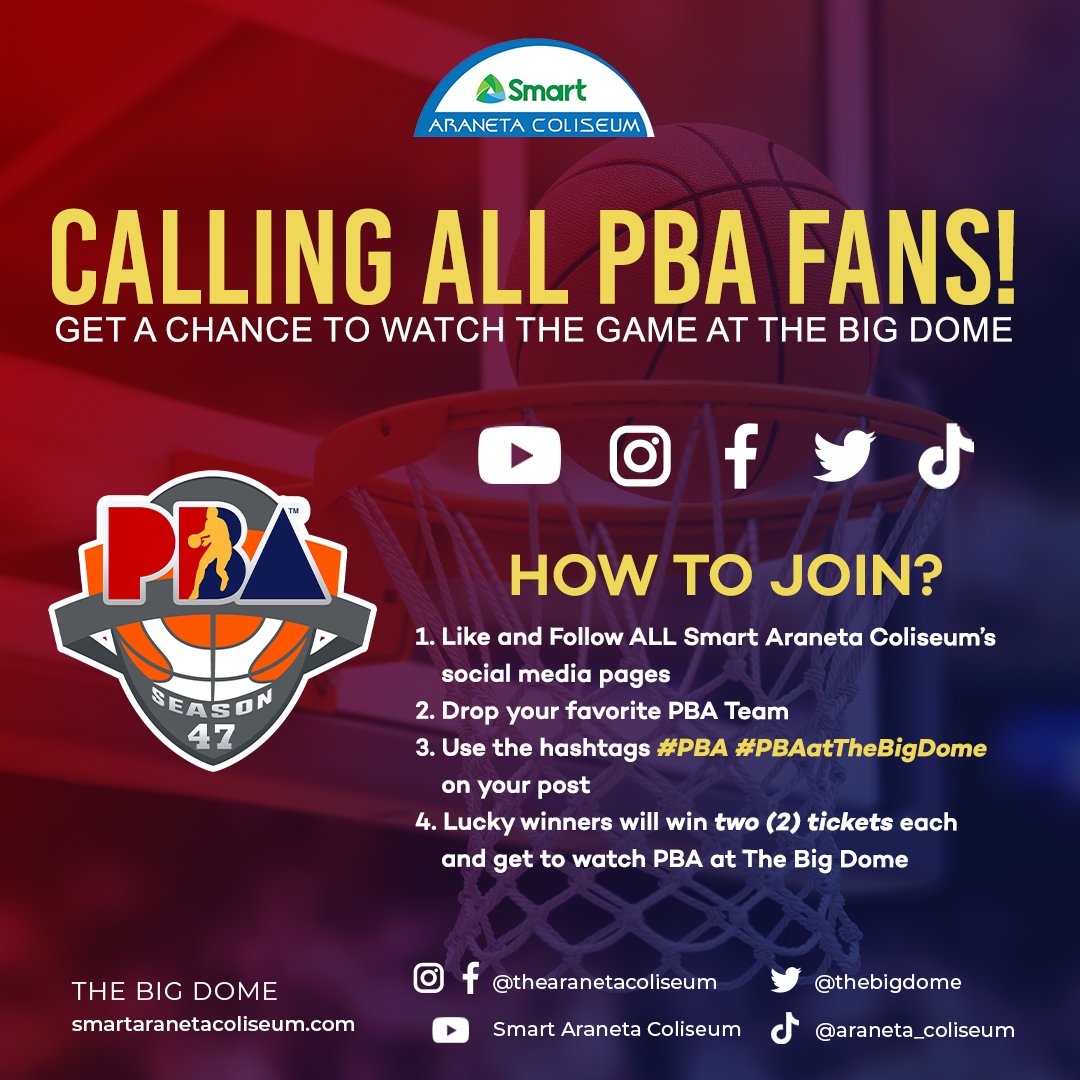 TheBigDome's tweet photo. ❗ONLINE PROMO❗

CALLING ALL PBA FANS 🏀

It's PBA weekend at The Big Dome! Want to watch but still got no tickets? Well, we got you! 😉

See poster below for mechanics! 💙

#PBAatTheBigDome #PBA https://t.co/9zTZADEx6d