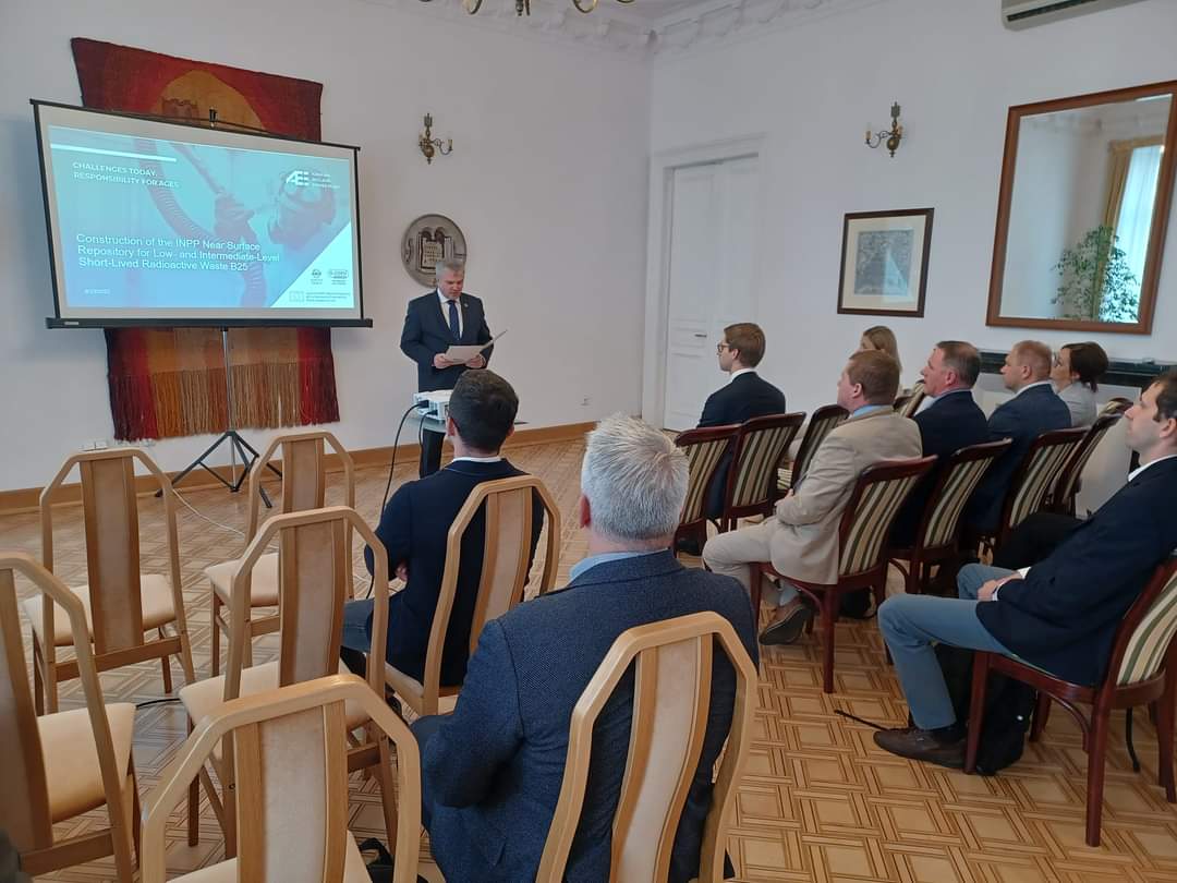 GGorbacevski's tweet photo. Last week together with Ignalina #nuclear power plant we held a supplier day for the upcoming tender for the construction of Ignalina NPP Near Surface Repository for Low and Intermediary level Short lived Radioactive waste B25 at the Embassy of Lithuania to Poland. https://t.co/VNuIq29fy6