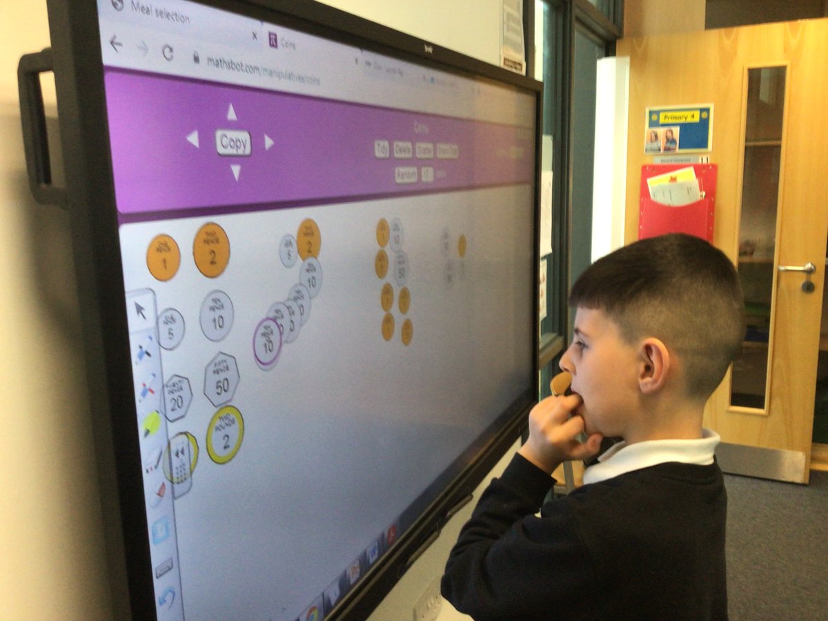 camstraddenps's tweet photo. P4 were using digital technologies to support their learning with money. #MathsWeekScot #mathsbot https://t.co/Qsr8fz8Edf