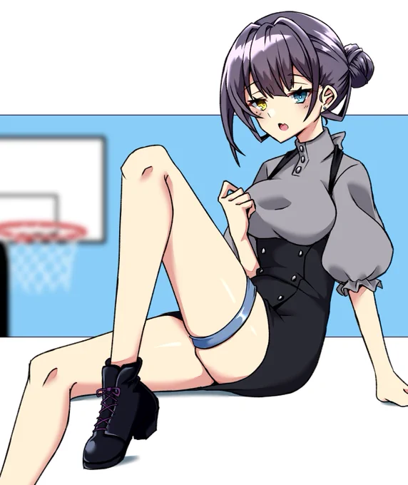 夕映さんとこの「なつのちゃん」描きましたこう見えてバスケが得意なんだとか#よそのこ 