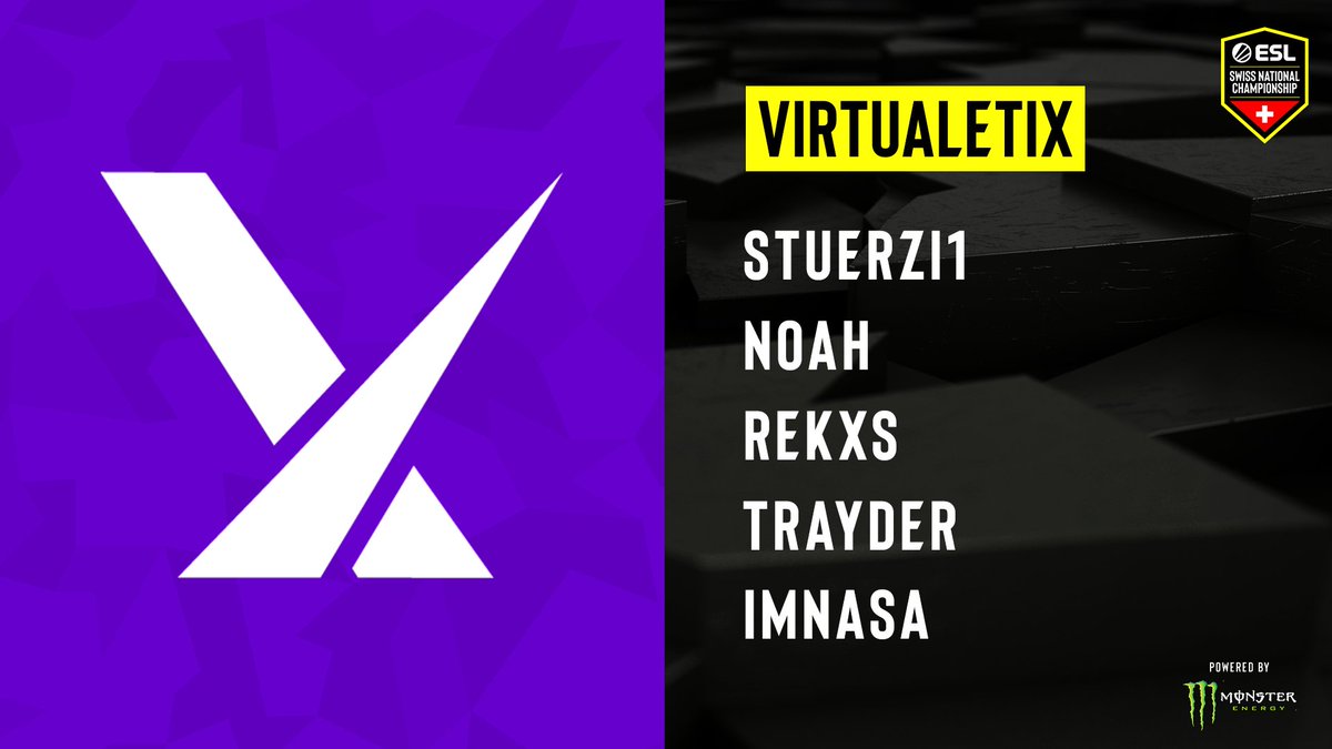 ESL Swiss (@eslswiss) on Twitter photo Welcome our final team to the ESL National Championship: <a href="/virtualetix/">virtualetix</a>. π
βͺοΈ<a href="/stuerzi1_/">s;moon π</a>
βͺοΈ<a href="/Noahh_CS/">π΅πππ</a>
βͺοΈ<a href="/Rekxs19CH/">Rekxs</a>
βͺοΈ<a href="/Trayder_/">Trayder</a>
βͺοΈ<a href="/Nando50111/">IMNASA</a>
Stand-in:
βͺοΈ<a href="/SaufS_/">SaufS</a>
Only 2 days left before the games finally start! π₯
π
03.10.
πΉ twitch.tv/eslswiss Welcome our final team to the ESL National Championship: <a href="/virtualetix/">virtualetix</a>. π
βͺοΈ<a href="/stuerzi1_/">s;moon π</a>
βͺοΈ<a href="/Noahh_CS/">π΅πππ</a>
βͺοΈ<a href="/Rekxs19CH/">Rekxs</a>
βͺοΈ<a href="/Trayder_/">Trayder</a>
βͺοΈ<a href="/Nando50111/">IMNASA</a>
Stand-in:
βͺοΈ<a href="/SaufS_/">SaufS</a>
Only 2 days left before the games finally start! π₯
π
03.10.
πΉ twitch.tv/eslswiss