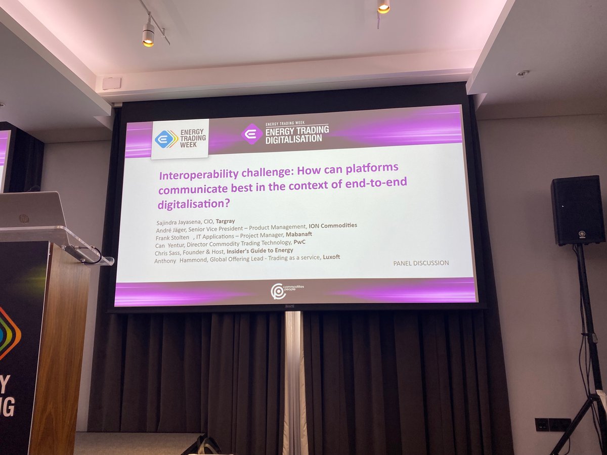 IONCommodities's tweet photo. Great to be back at #EnergyTradingWeek in London. We had a great turnout at Andre Jaegar's panel and our #IONCommodities team had a great time discussing post-trade automation, operational excellence, virtualizing the back office, and end-to-end digitalization.
#ETOT #ETW https://t.co/JjMxyEMFqi