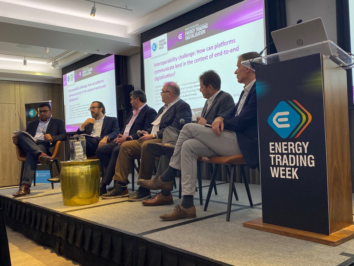 IONCommodities's tweet photo. Great to be back at #EnergyTradingWeek in London. We had a great turnout at Andre Jaegar's panel and our #IONCommodities team had a great time discussing post-trade automation, operational excellence, virtualizing the back office, and end-to-end digitalization.
#ETOT #ETW https://t.co/JjMxyEMFqi