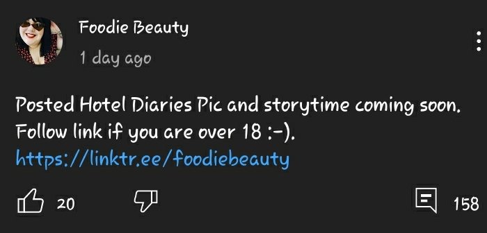 failure2lunchOG's tweet photo. Remember to report Foodie's Post for @OnlyFans that goes against @youtube TOS. @teamyoutube won't care or do anything but it will make you feel better π€£
#onlyfans #youtube #tos #scam #FoodieBeauty #chantalmarie #repzilla #REPZION #mentalhealth #naderelshamy #cringe https://t.co/v0tF5S8ckX