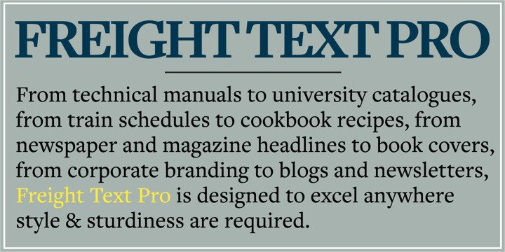 TheFontsMaster's tweet photo. ☞ TheFontsMaster has just posted : Freight Text Pro Super Family [12 Fonts] #font #fonts #typography - https://t.co/KFSuojfy8k https://t.co/mG9tXhlO3d