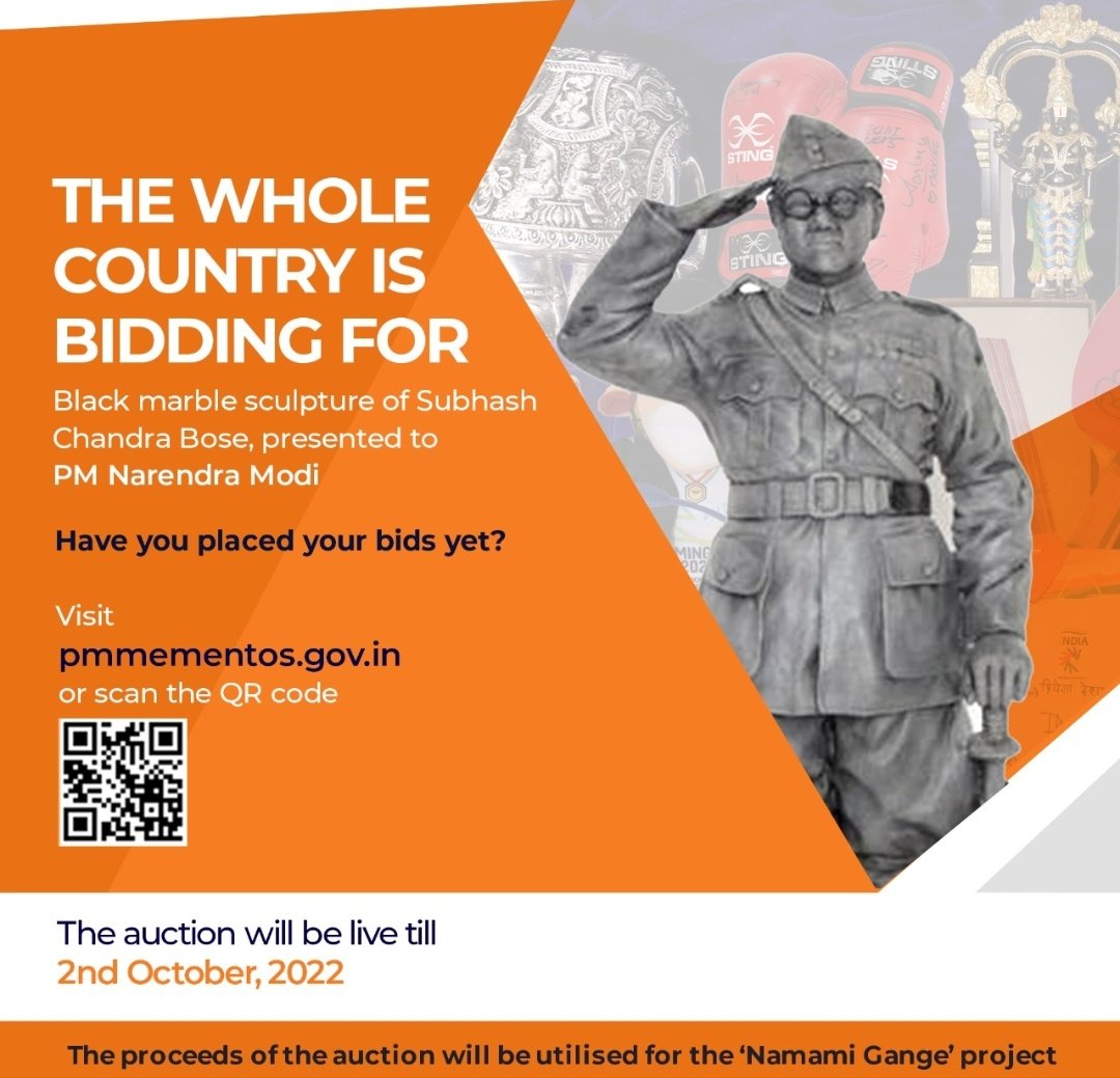 MistiQueen10's tweet photo. As many as 15 items have the highest bidding price of above 5 lakhs, while a photo of lord Ganesha, Idagunji, Karnataka, has base price of Rs 100. #PMMementosAuction2022 https://t.co/uf6M4KQhxy