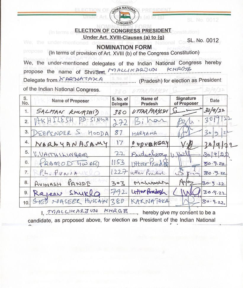 Anjan94150697's tweet photo. KARNATAKA PRESIDENT POLLS:

#BREAKING: Rajyasabha MP Mallikarjuna Kharge to be the next National Congress President!

#MallikarjunaKharge https://t.co/LaUQL2h88W