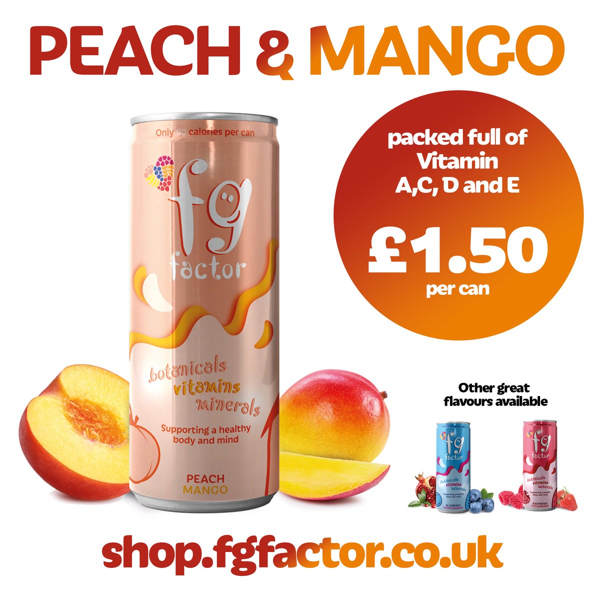 An exotic fruit punch infused with tropical and zesty undertones and the juicy flavours of mango and peach. Creamy ripe mango fused with fresh succulent peach.

Head over to our secure online shop:
shop.fgfactor.co.uk