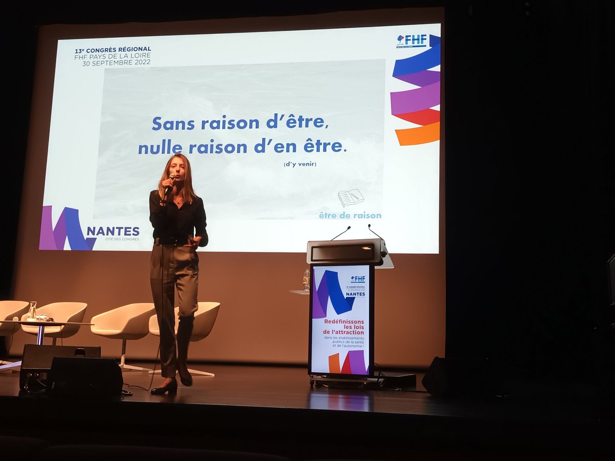 CARONMarie8's tweet photo. Congrès @FHF_PL [Attractivité des établissements de santé et medico sociaux] @_LauraLange_ invite à cultiver le sens, le traduire en mots et en rôle pour chacun #marqueemployeur #managementresponsable @CecileJaglin @tomarob1 https://t.co/P7awERAR3Y