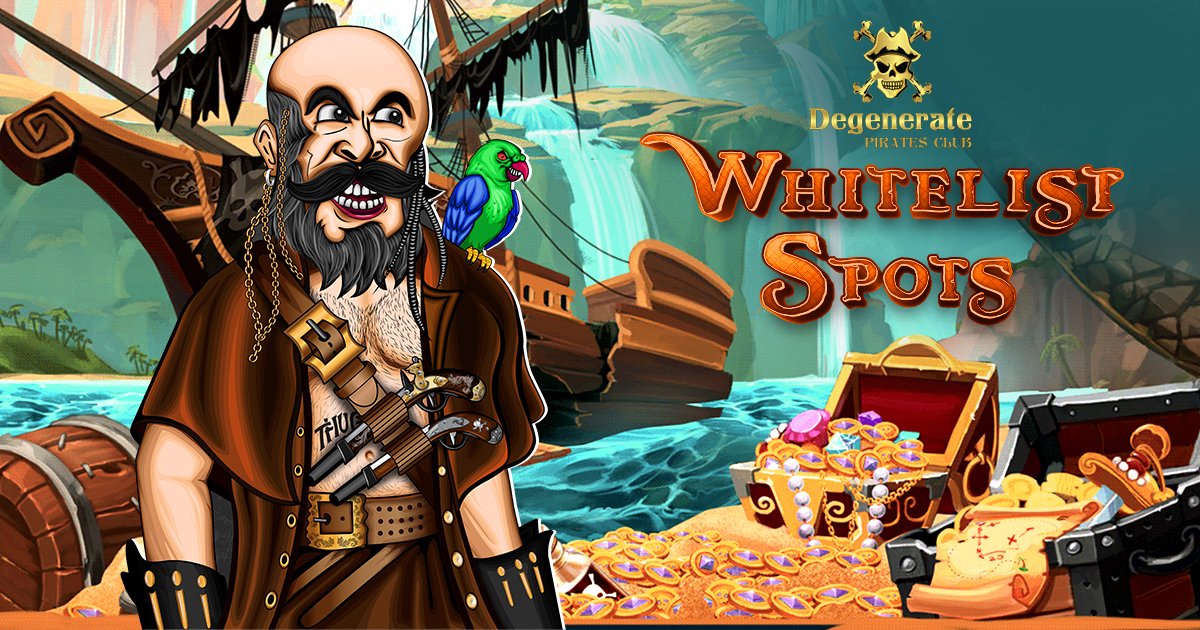DGPirateClub's tweet photo. Somethin’ big is comin’ to the Degenerate Pirate Club!
That’s Whitelist - A golden ticket to confirm your spot in the project.More announcements on upcoming posts. Follow our social handles to stay updated.

https://t.co/chK5dVrEAI

#nft #nftcommunity #blockchain https://t.co/V0Cf1PU9q0