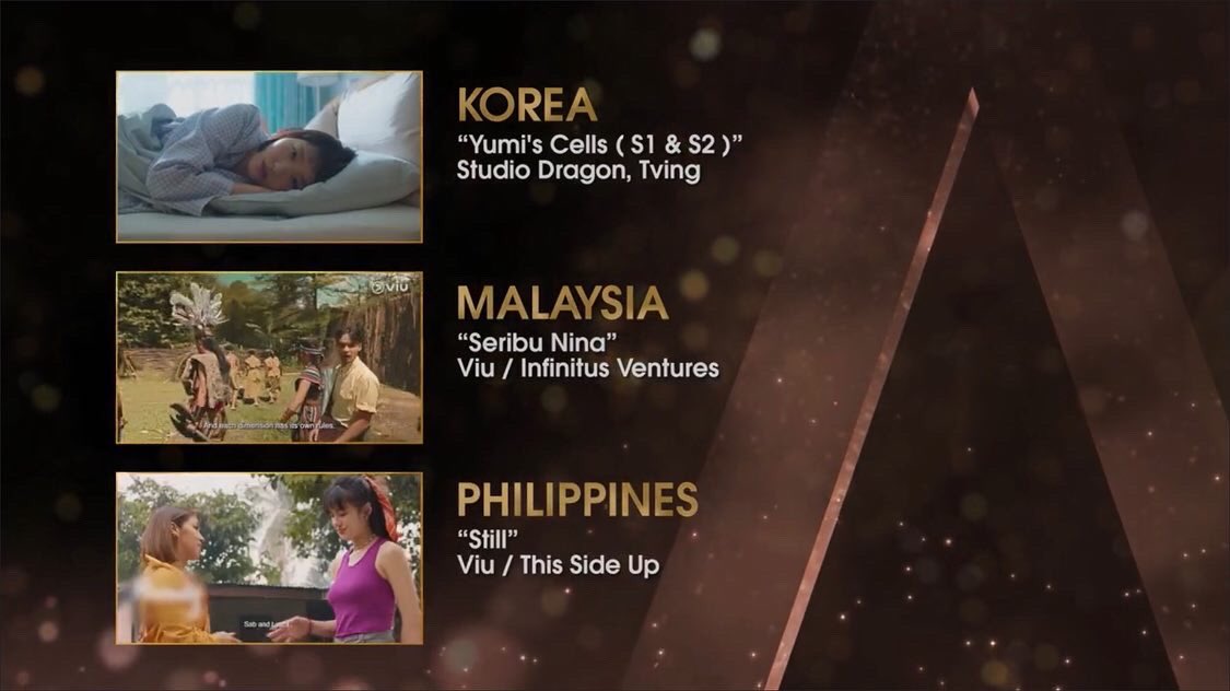 Thank you so much, Asian Academy Creative Awards! <a href="/AsianAcademyCr1/">Asian Academy Creative Awards</a>

STILL was awarded as one of the National Winners for Best Original Programme By A Streamer/OTT!

All 8 episodes are now streaming for FREE on viu.com &amp; the Viu app! 💛

#ViuStillSeries
#StillHere