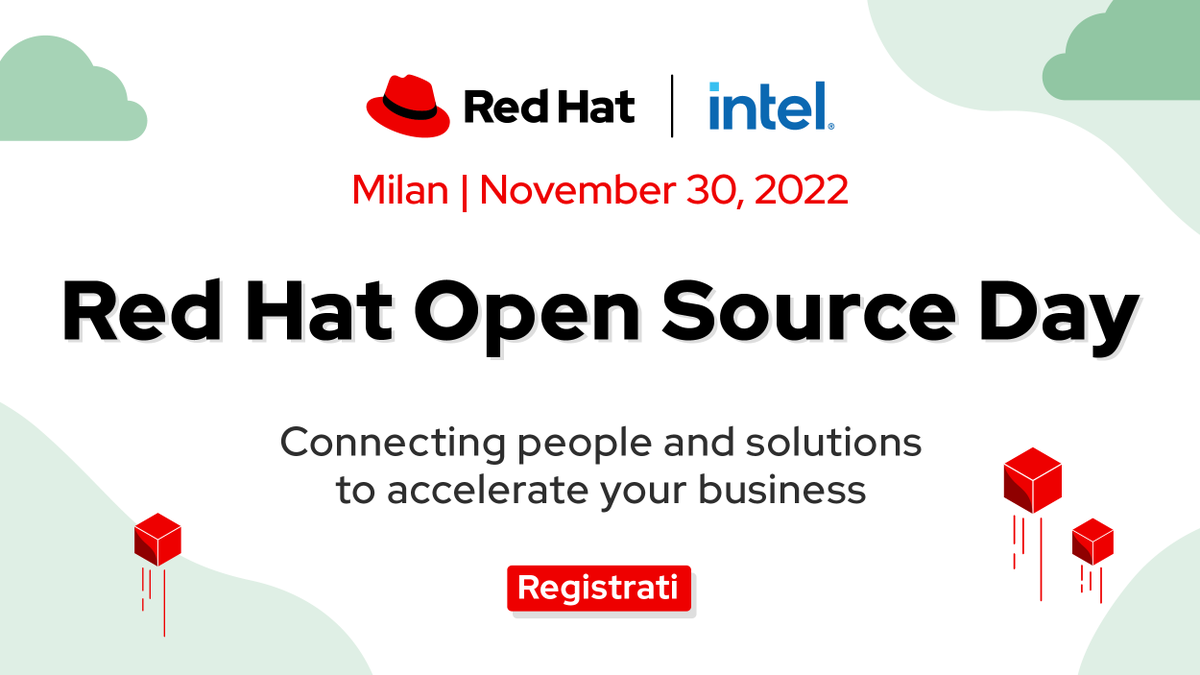 RedHatItaly's tweet photo. SAVE THE DATE
Il 30 novembre a Milano torna il Red Hat Open Source Day!
Per scoprire di più e registrarti, clicca qui: https://t.co/PD1Ksy7SOE 
#RedHatOSD https://t.co/xqpALHN4Ee