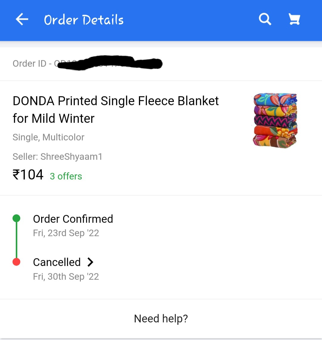 ShailendraS27's tweet photo. @Flipkart #BigBillionDays Order Cancelled. I already highlighted flipkart after not got shipped in 2-4 days. But even after raising query to deliver orders on promised delivery date seller cancelled the order. https://t.co/DDZ8f9yu8N