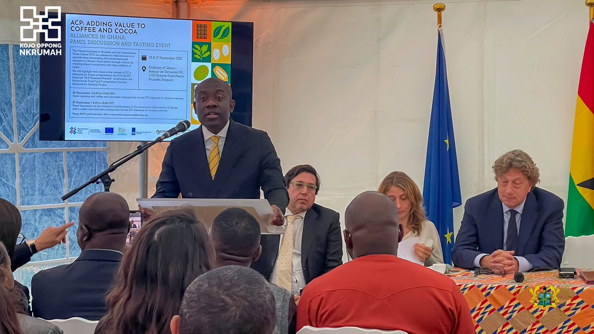 konkrumah's tweet photo. In Europe, there is a new legislation that could soon make Ghanaian cocoa &amp; coffee unexportable to many International markets.

Earlier this week in Brussels, I chaired a 2 day forum on ”the future of Ghanaian cocoa and coffee value chains in the face of this new EU legislation”. https://t.co/TeLD18qt9n