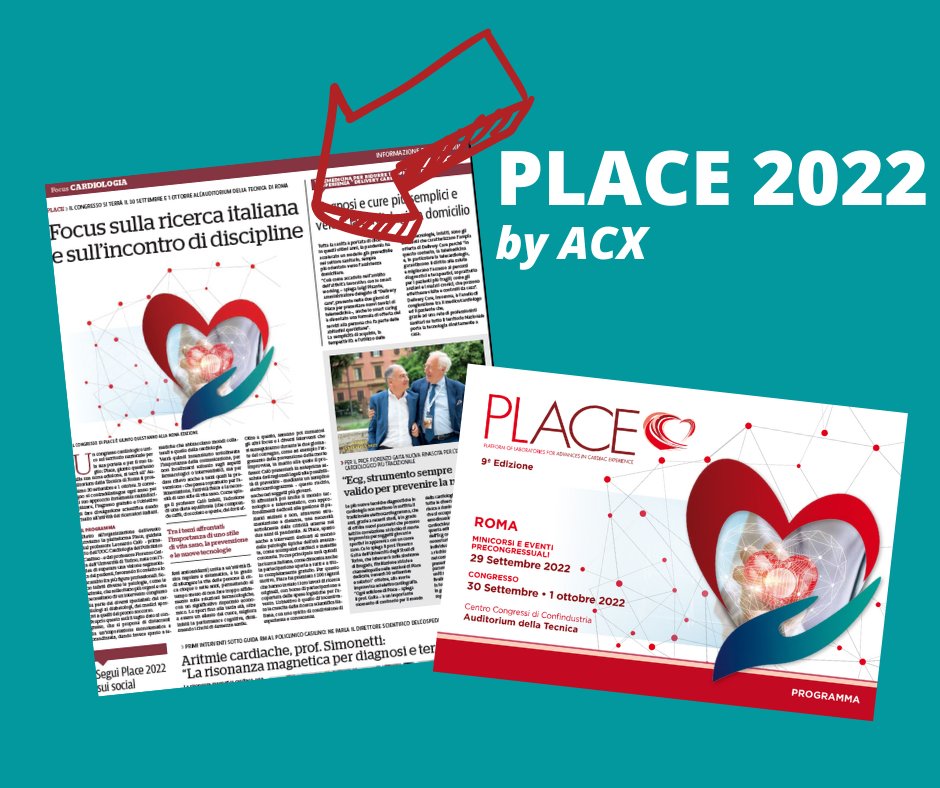 Inizia oggi #PLACE2022, a #Roma: un #congresso che ACX organizza da tanti anni e un appuntamento importante nel mondo della #cardiologia.
Con oltre 700 relatori, al Centro Congressi Auditorium della Tecnica si aspettano 2200 partecipanti.
In bocca al lupo a tutto lo staff #ACX!