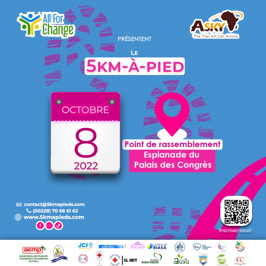 afctogo's tweet photo. C'est pour bientôt, un évènement inédit au Togo et nous comptons sur votre participation à tous...
@Tgtwittos
#5KMAPIEDS
#5kmapieds https://t.co/AsyZLwqSbf