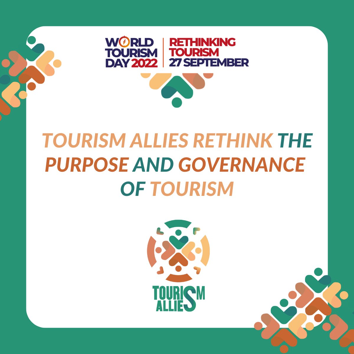 Hello, dear friends and allies! Happy belated #WorldTourismDay!

#RethinkingTourism, the theme of #WorldTourismDay2022 is so aligned w/ @TourismAllies that we decided it would be the right time for us to start joining the conversation online!

We can't wait to engage w/ you!