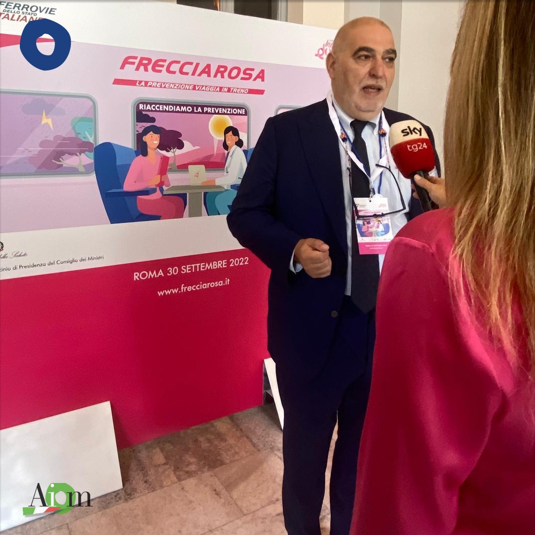 ll presidente nazionale AIOM @SCinieri alla conferenza stampa di presentazione del progetto #Frecciarosa intervistato da Sky tg 24 #AIOM22