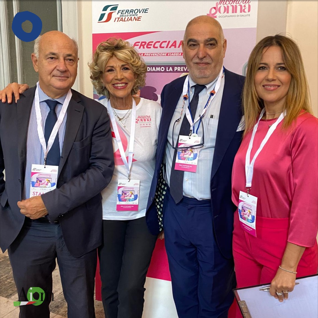 Conferenza stampa di presentazione del progetto #Frecciarosa con Raffaella Cesaroni di Skytg24, @SCinieri @Mauro_Boldrini e Adriana Bonifacino. #AIOM22