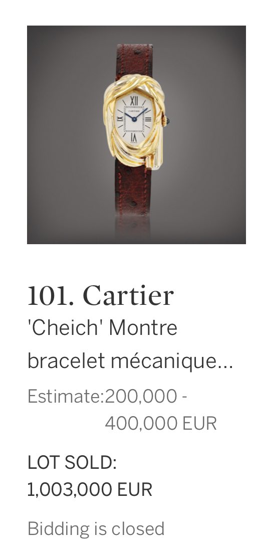 LaMontre18's tweet photo. La Cartier Cheich de Gaston Rahier vient d'être vendue pour 1.003 million d'euros https://t.co/qzih3peeTw