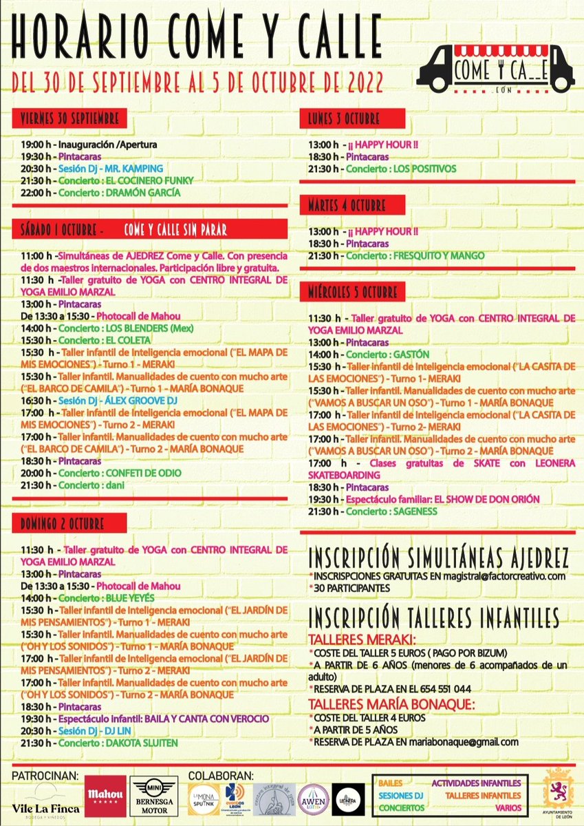 AytoLeonCultura's tweet photo. ◼︎ ¡Oh, sí! ¡Vuelve el @comeycalleleon al Jardín de San Francisco de #LeónEsp!

🍔🎤 Desde las 19:00 horas de esta tarde, podrás disfrutar de música en directo, mercadillo, actividades infantiles, yoga, distintos espectáculos, vermut y... ¡las foodtrucks! 😎

#SanFroilánLeón22 https://t.co/mtiFzGob7e