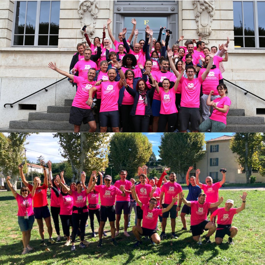 MINES_StEtienne's tweet photo. 🎀Les personnels de nos différents campus mobilisés pour la lutte contre le cancer du sein ! Ils ont participé hier à la course #Odysséa ! 👏

#OctobreRose #odyssea2022 #ensembleonestencoreplusfort https://t.co/eTUQHeUMpk