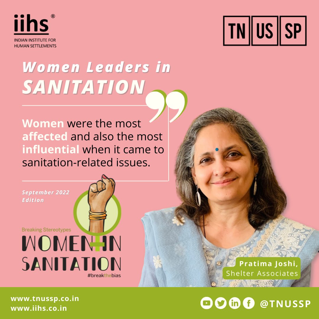 TNUSSP's tweet photo. In this edition of #TNUSSP's #WomenInSanitation, @ShelterAssociates' Executive Director Pratima Joshi shares a case study of how women empowered with technology co-designed #sanitationsolutions for their urban settlement communities. Watch here: https://t.co/Q3kAExNcLK https://t.co/tNytnbuphn