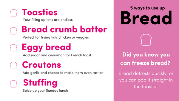 recycle4gm's tweet photo. The UK throws 2.6 billion slices of bread away every year 😱
Wasting food costs you money, follow our tips and recipes to save bread from the food caddy and stop throwing money away #BuyKeepEatRepeat #FoodWaste https://t.co/a9OqEE8ddV