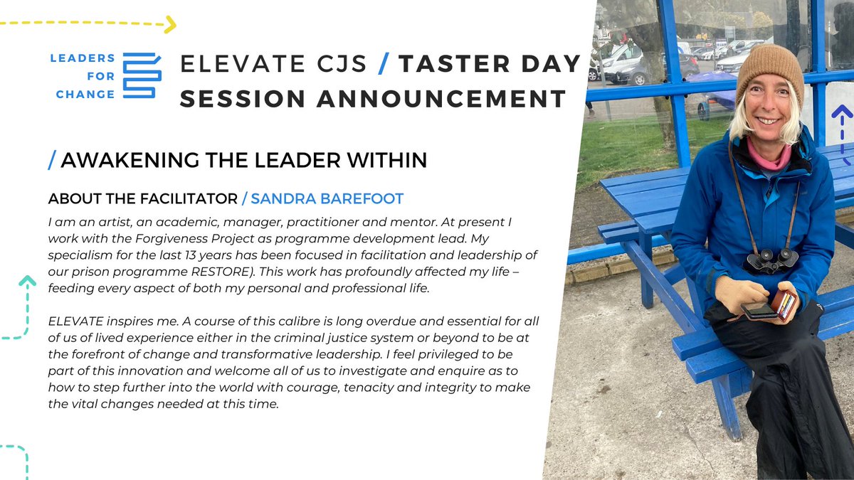 📣 SESSION ANNOUNCEMENT 📣 At the #ELEVATECJS Taster Day we'll be joined by @barefootsandra for a session about awakening the leader within, co-facilitated with Adé Adéniji.