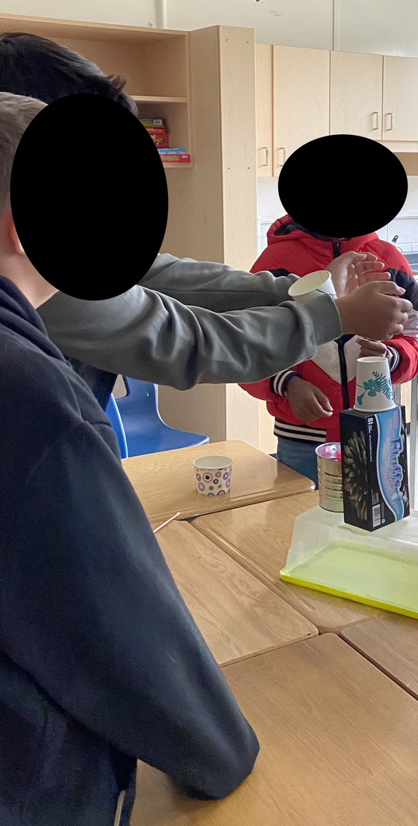 Day 4 after #reorganization … daily 15 minutes or less #teambuilding challenges with <a href="/BalmoralDrivePs/">Balmoral Drive</a> grade 8’s. Build a tower with no hands or talking. #buildingcommunity