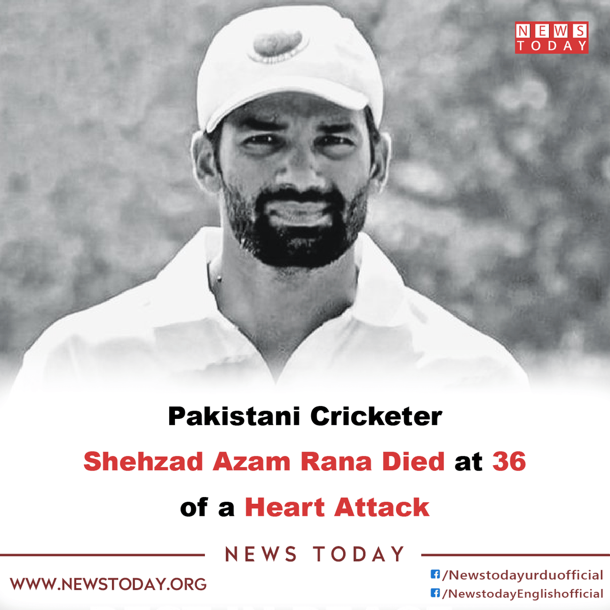 newstoday_org's tweet photo. Shehzad Azam Rana, a 36-year-old Pakistani first-class cricketer, died of a heart attack.

Read More:
https://t.co/GW64kRrFiy

#newstoday #Pakistanicricketer #firstclasscricketer #ShehzadAzamRana #heartattack #RestinPeace #NewsUpdate https://t.co/nIA4PT687o