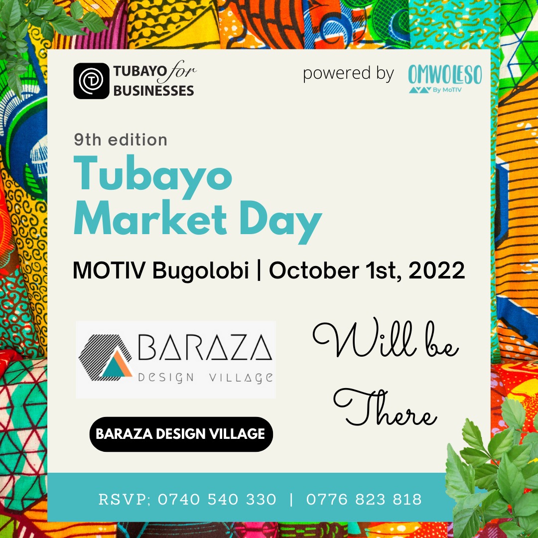 We shall be there for the 9th Edition @tubayo_marketday on 1st October at MOTIV Bugolobi.🎉 You are welcome to experience our products in person! 😃
