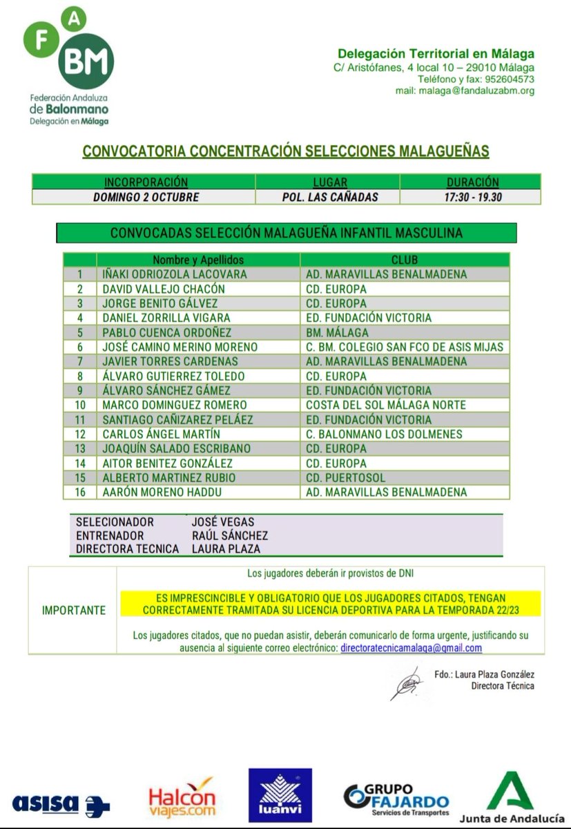 FABM_Malaga's tweet photo. 📢Seguimos con la Segunda convocatoria de Selecciones Malagueñas para disputar partidos amistosos en la jornada del domingo día 2 por la tarde📢

Muchas gracias al club @cbmsfa_mijas por la cesión de las instalaciones, juntos sumamos más✅ https://t.co/qHuTXWvWHG