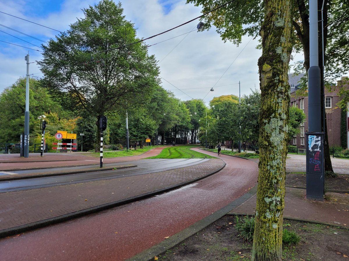 The thing I'm finding most surprising in the Netherlands isn't the cycling mode split, the speedy trams or the number of old street trees: it's the quiet. Save for the occasional gas scooter, all I hear is bike tires, birds, people chatting, and a tram every 5 mins 😍