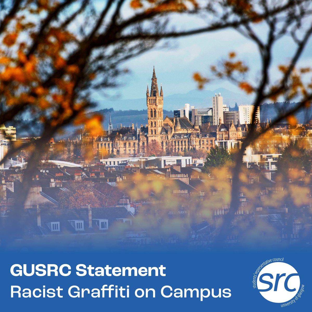 glasgowunisrc's tweet photo. Statement: Racist Graffiti on Campus

We have been made aware of incidences of racist and discriminatory graffiti targeted at Chinese students both on our campus and elsewhere in the city. 

Read our full statement including links to support: https://t.co/as5JYMplXl https://t.co/szM6ii1nNh