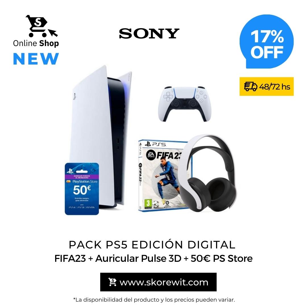 skorewit's tweet photo. Pack Consola PlayStation 5 Edición Digital, incluye un mando inalámbrico DualSense® Blanco + juego: FIFA 23 + tarjeta con 50€ para PlayStation Store + auriculares Pulse 3D Blanco.
Ver más https://t.co/uPuyMTND8x
#skorewit #ps5 #ps5españa #packps5 #spain https://t.co/tMfUIo6MVt