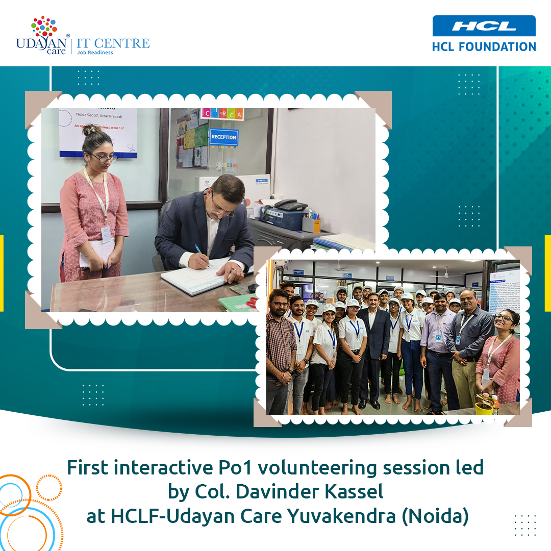 udayancare's tweet photo. The first interactive Po1 volunteering session was led by Col. Davinder Kassel (Corporate Security Head Operations - HCL Technology) at HCLF-Udayan Care Yuvakendra (Noida). 
#UdayanCare #HCL #IT https://t.co/vz0Pzao9GD