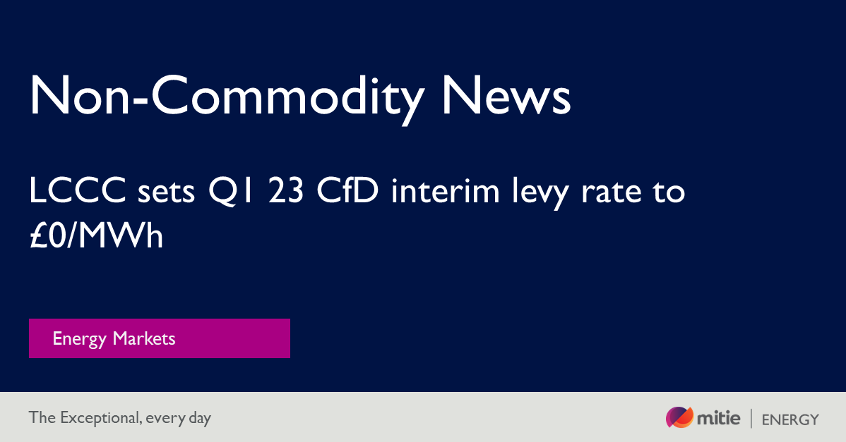 The Q1 23 Contracts for Difference Interim Levy Rate (ILR) has been set to £0.000/MWh by the scheme’s administrator, the Low Carbon Contracts Company (LCCC)   #EnergyMarkets