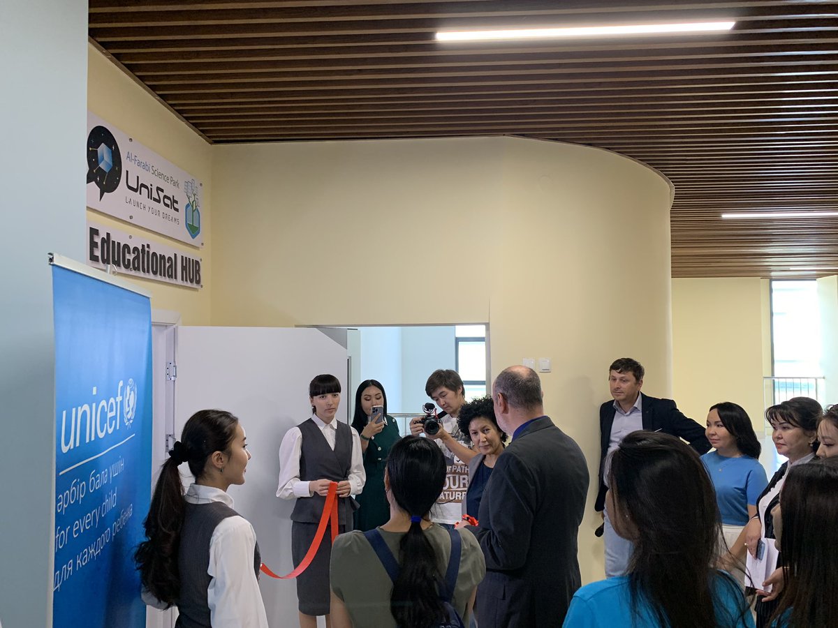 #HappeningNow Unisat hub was opened in #Turkestan to scale up #STEMeducation #space technologies among girls @unicefkaz @KazNU_official @arthurvandiesen